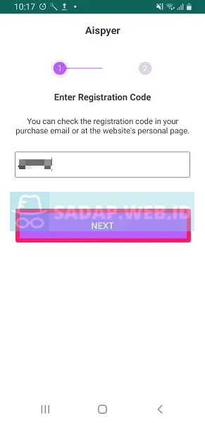 Kode pendaftaran aplikasi AiSpyer