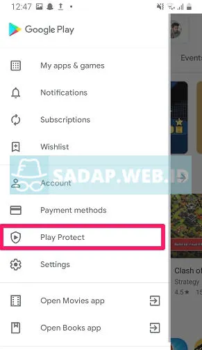 Pengaturan proteksi Play Store AiSpyer